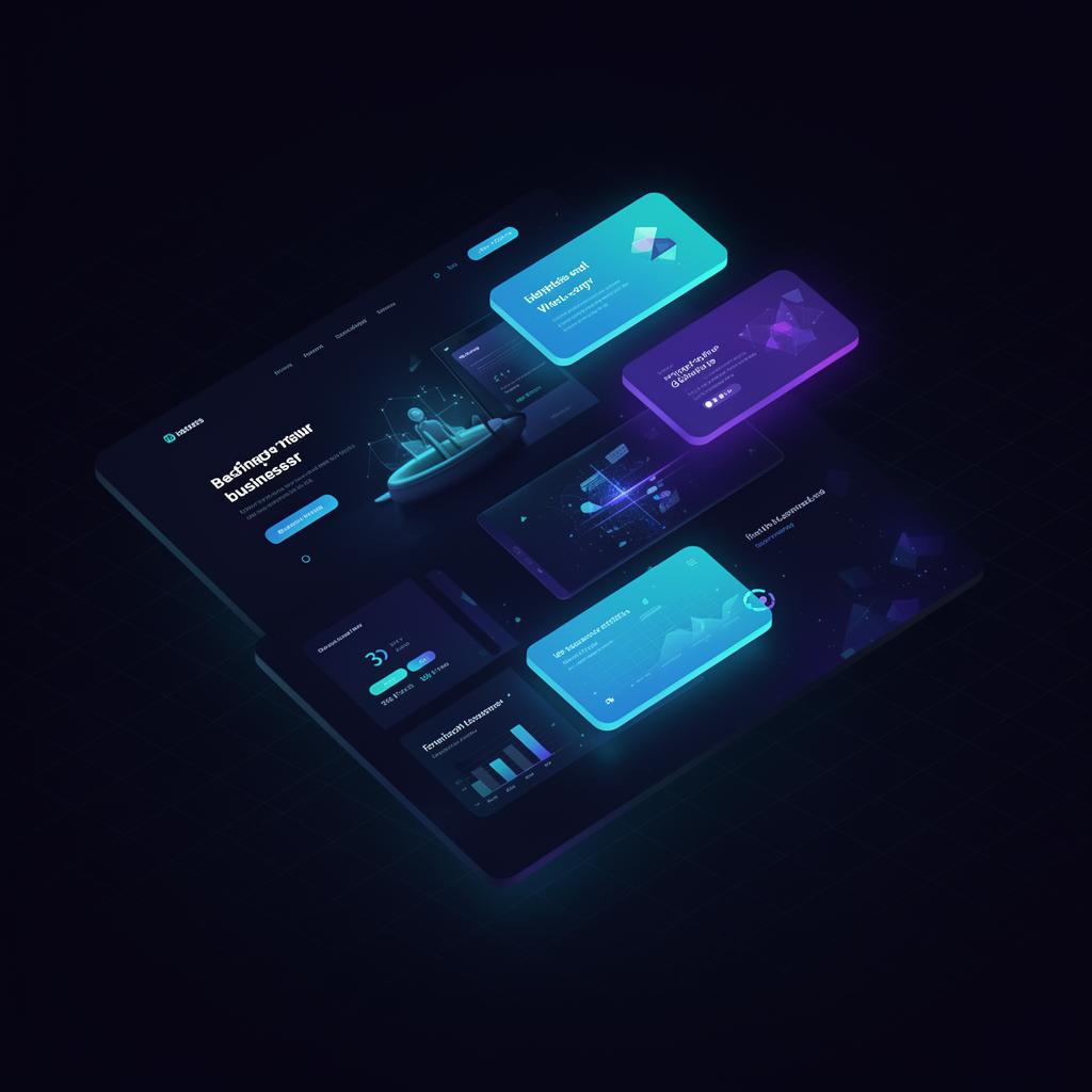 RapidLaunch AI platform preview showing a modern business website interface